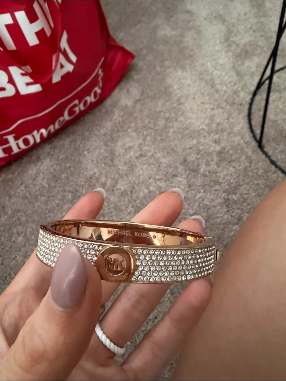 Michael Kors Rose Gold Tone Watch with Brown Leather Strap
